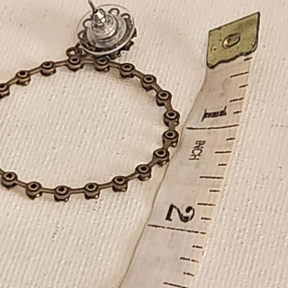 Liz Palacios Brass Crystal Floral Cuff Bracelet and Hoop Earring Set Vintage - Picture 16 of 16